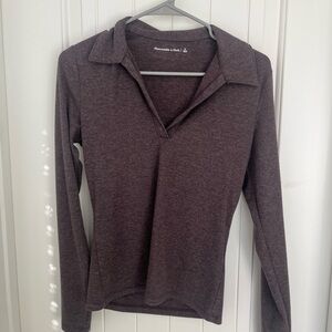 Abercrombie & Fitch Brown Long Sleeve Polo Top